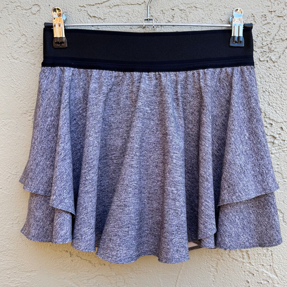 Lululemon Womens Ruffle Mini Gray Athletic Activewear Tennis Workout Skort